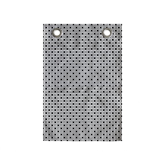 Abstarct Hanging Pocket Organizer, Simple Minimalist Geometric Shapes Crosses Circles Squares Monochrome Art, Printed Polyester Storage Bag with Pockets, 14" x 20", White Charcoal Grey
