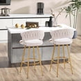 thumbnail image 2 of Costway 4 PCS Velvet Bar Stool  29" Bar Height Stools with Woven Backrest & Gold Metal Legs Beige, 2 of 9