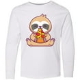 thumbnail image 3 of Inktastic Sloth Pizza Long Sleeve Youth T-Shirt, 3 of 5