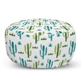 thumbnail image 1 of Cactus Pouf Cover with Zipper, Watercolor Style Botanical Pattern with Prickle Plant Cacti and Herbs Image, Soft Decorative Fabric Unstuffed Case, 30" W X 17.3" L, Multicolor, by Ambesonne, 1 of 5