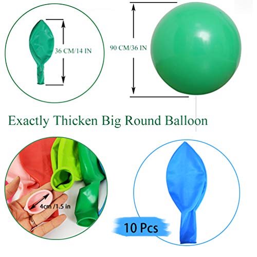 IN-JOOYAA Globos redondos grandes de 36 pulgadas, paquete de 10 globos gigantes gruesos az IN-JOOYAA IN-JOOYAA