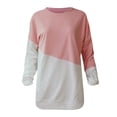 thumbnail image 3 of MSJUHEG Womens Tops Womens Long Sleeve Tops Woman'S Casual Stitching Contrast Color Long Sleeve Blouse Pullover Tops Womens Fall Tops Pink S, 3 of 5