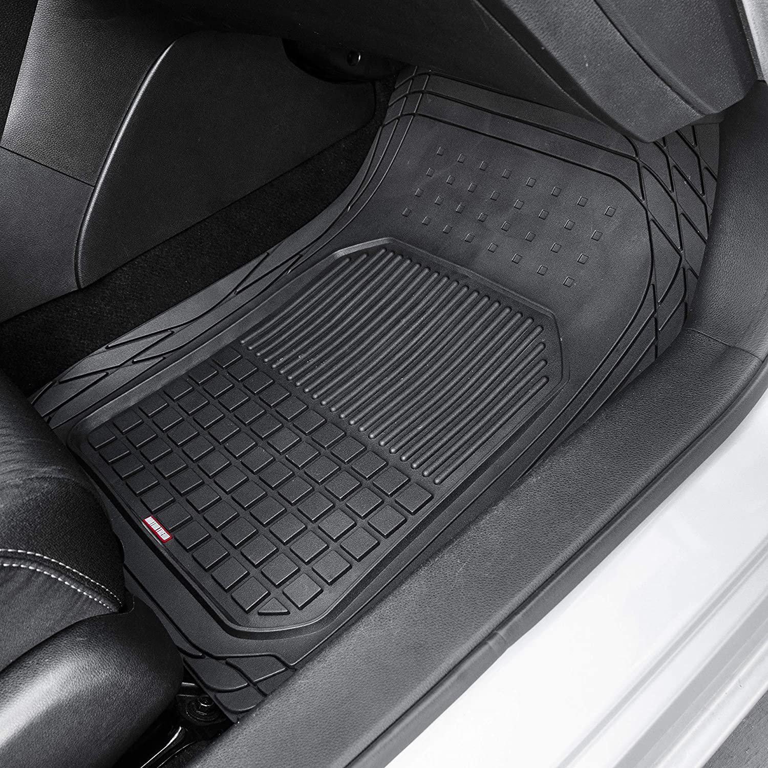 Motor Trend Flextough Semi-Custom Fit Car Floor Mats for Auto - Odorless Heavy Duty Rubber Floor Liners 4 Pieces Set - Trimmable (Black) (MT190)