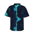 thumbnail image 3 of Easygdp Blue Marble And Gold Men's Hawaiian Shirts Print Lapel Short Sleeve for Beach, vacation, party, casual occasions - 3X-Large, 3 of 9