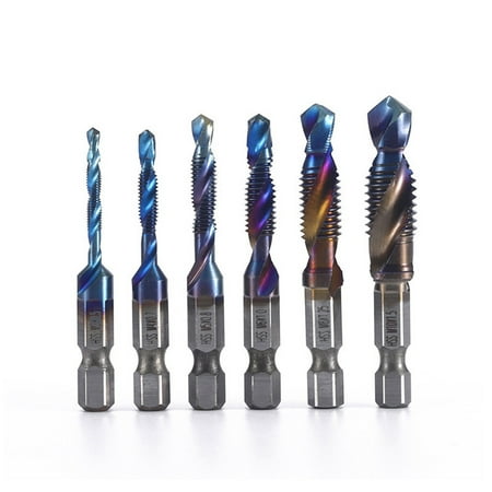 

Yamaler 6Pcs/Set Tap Drill Bit Strong Toughness High Efficiency Wear-resistant Multifunctional Hexagon Tile Drill Bit for Plastic