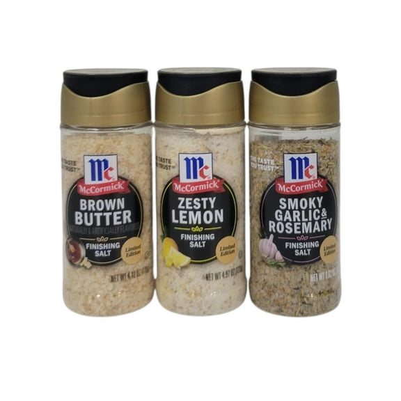 McCormick Finishing Salts Limited Edtion Summer Flavors: Zesty Lemon, Smoky Garlic & Rosemary, and Brown Butter