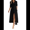 thumbnail image 3 of Vestidos Camiseros para Mujer, Casuales, de Larga, con Botones y Maxivestidos Negro M, 3 of 7