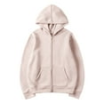 thumbnail image 4 of WTOBBY Women's Fashionable Solid Color Casual Hooded Long Sleeved Coat, Fleece-Lined Zipper Jacket, Winter Warm Wear with Soft Touch and Cozy Feel,Beige L, 4 of 4
