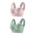 thumbnail image 3 of Sakmal Bralettes for Women with Support Lace No Underwire Lift 2-Pack Green Lightly Lined Ladies Bras 5X, 3 of 4