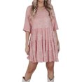 thumbnail image 1 of Vestido De Verano Vestidos cortos de mujer Lentejuelas de cuello redondo Vestido de columpio grande Vestidos (Rosa M) Ygjytge para Mujer Rosa T XS, 1 of 7