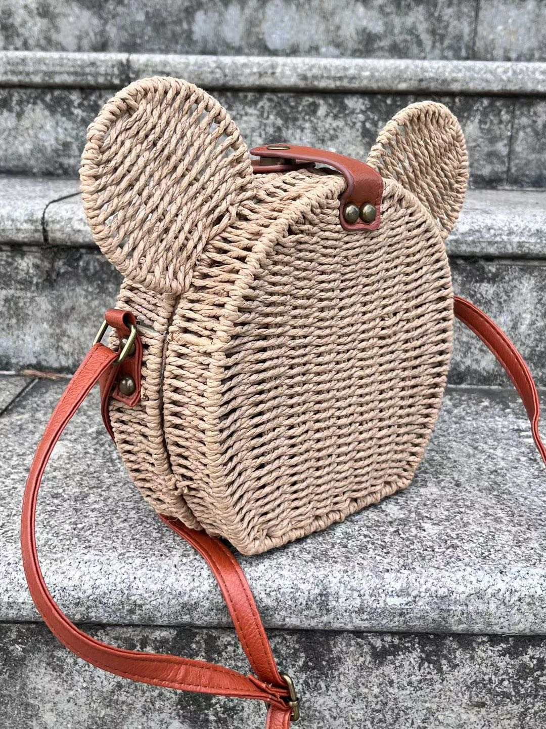 Kawaii Rattan Straw Shoulder Crossbody Bag Purse Cute Women's Handbag | Kawaii