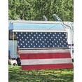 thumbnail image 4 of 4th of July RV Awning Sun Shade Screen 9'X15.3' American Flag Stars Stripes Mesh Sunscreen Red Wood Grain Awning Shade Screen with Zipper UV Blocker Completed Kits for RV Motorhome Camper Trailer, 4 of 7