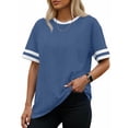thumbnail image 2 of Rosvigor Plus Size Women Tops Loose Fit T Shirts for Women Color Block Shirts Casual Tops Summer Blouses, 2 of 8