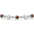 thumbnail image 3 of Gem Stone King 925 Sterling Silver Red Garnet and Moissanite and Moissanite Tennis Bracelet for Women | 4.80 Cttw | January Birthstone | Oval 7X5MM | Fully Adjustable 10 inch, 3 of 6