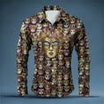 thumbnail image 2 of Telankuip Mardi Gras Muscle Fit Dress Shirts for Men Long Sleeve Lapel Button down Hipster Shirts 2026 Fashion All-Over Masks Print Carnival Holiday Casual Tee Tops 3-Purple XL, 2 of 3
