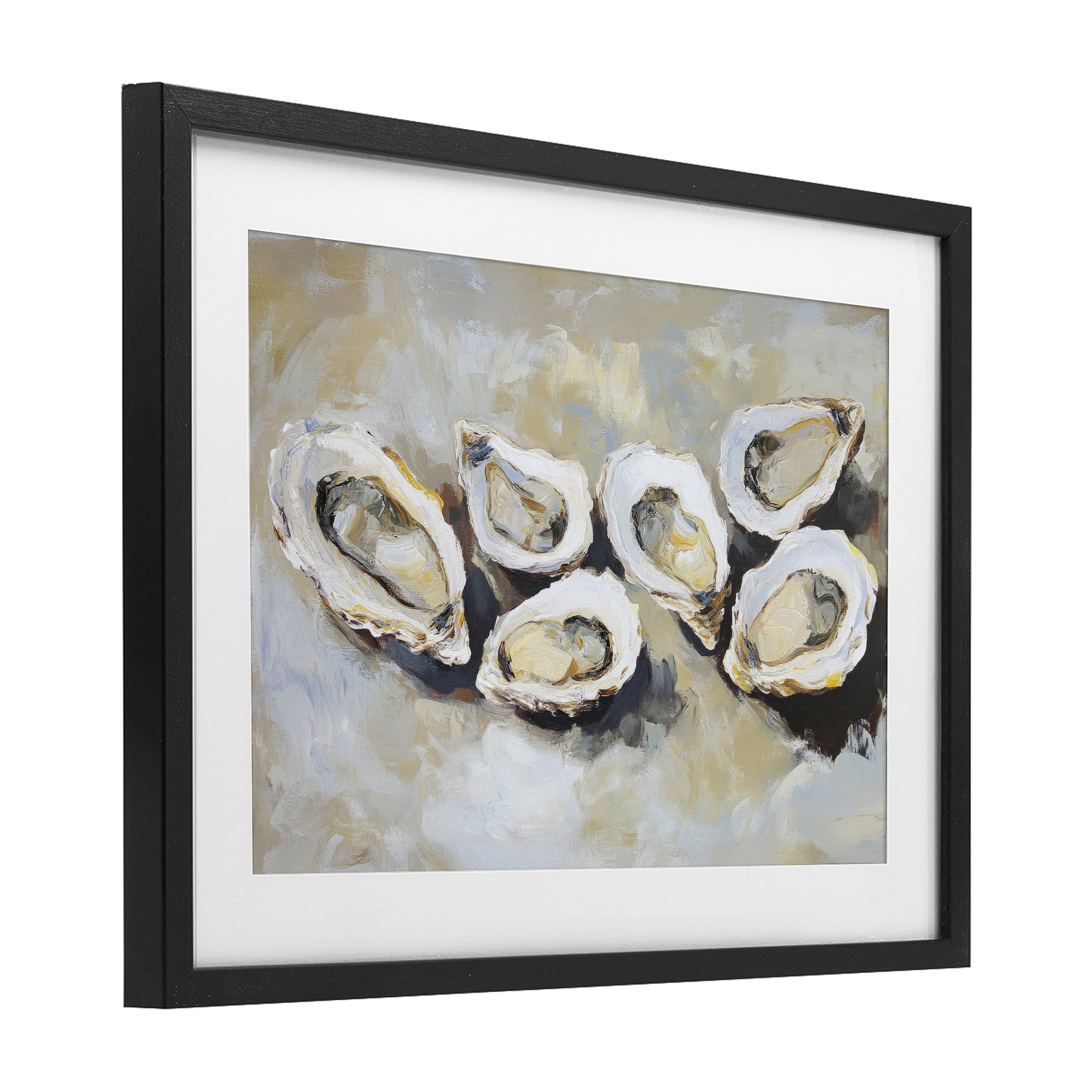 Stupell Industries Line of Oysters in Neutrals Black Framed Print Under Glass, design by Sisi and Seb