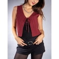 thumbnail image 2 of DARING DIVA Women's Stylish AK Cable Knit Tie Vest S Burgundy, 2 of 6