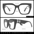 thumbnail image 3 of Womens Luxury Jaguar Head Jewel Thick Horn Cat Eye Clear Fashion Eyeglasses Matte Black, 3 of 8