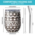 thumbnail image 5 of 12oz Stemless Wine Tumblers Brown and White Geometric Pattern Vacuum Insulated Stainless Steel Travel Tumbler Cups Mug with Lid and Straw for Champaign,Cocktail,Beer with Cleaning Brush, 5 of 5