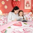 thumbnail image 4 of meiyoeat Strawberry Letter D Twin Bedding for Girls, Kawaii Bowknot Floral Bedding Comforter Set for Bedroom, Pink, Pink Reversible, 7 Pieces, 4 of 6