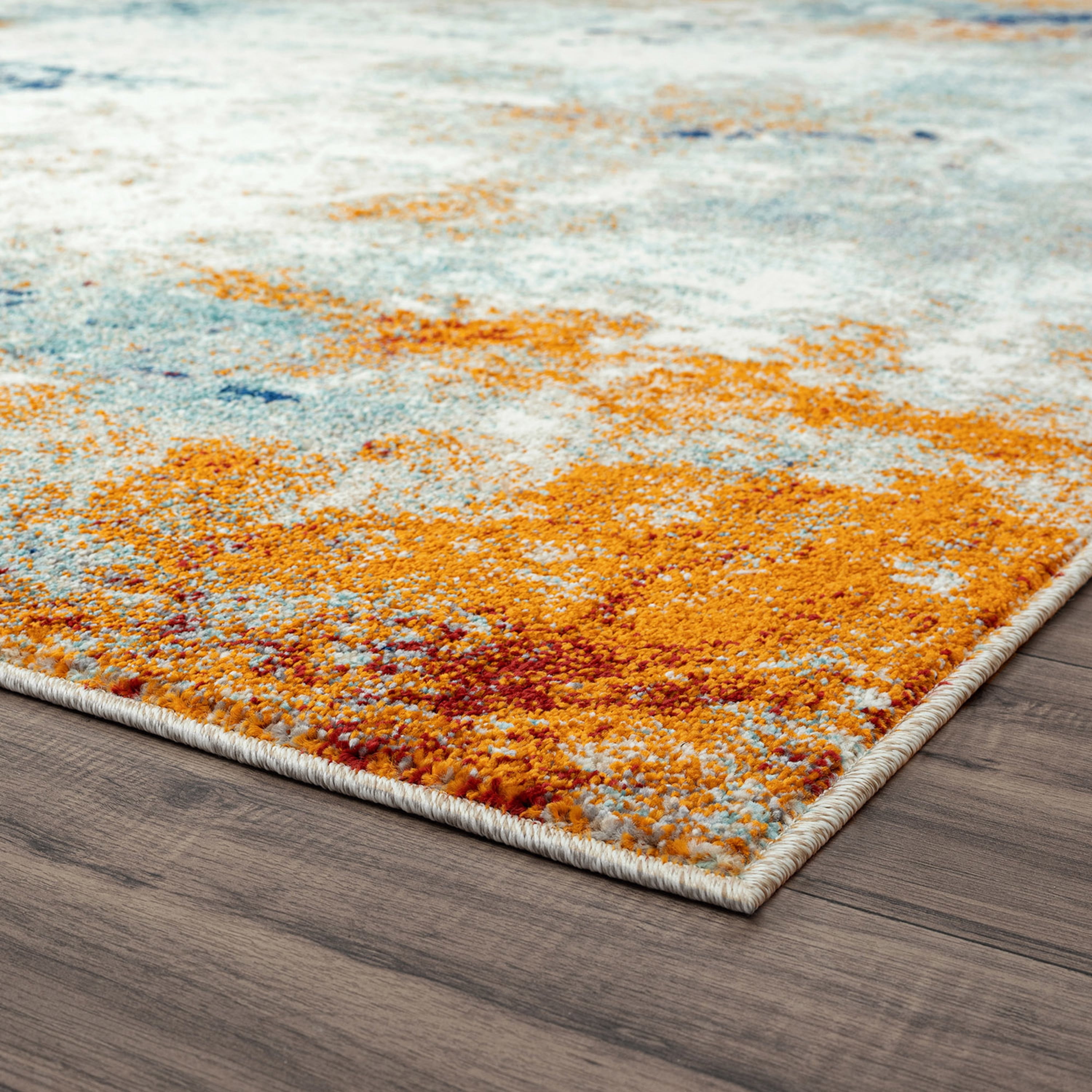 Contemporary 8x10 Area Rug (7'11'' x 10'3'') Abstract Aqua, Beige Living Room Easy to Clean