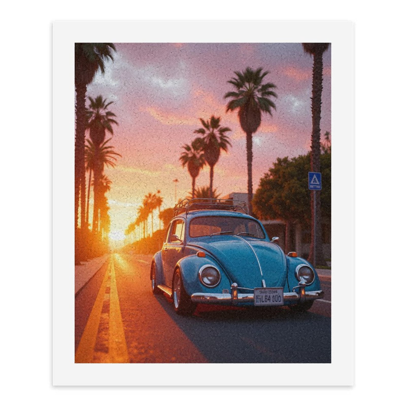 Paint by Numbers Kit for Adults, Classic Car Sunset Palms Paint by Numbers, Easy Paint by Numbers Kit for Adults Beginner, DIY Adult Paint by Number Kits on Canvas, Home Decor