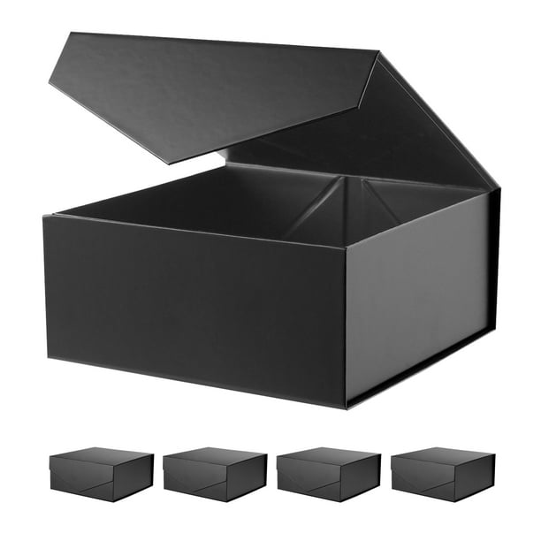 PKGSMART Gift Boxes, 5 Black Gift Boxes with Lids for