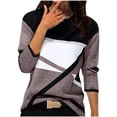 thumbnail image 2 of Meichang Hauts à Manches Longues pour Femmes Blouse Chic Décontractée Chemises Tendance à Blocs de Couleur Chemise Décontractée à Col Rond Chandail Ample à Imprimé Géométrique Blouses, 2 of 5