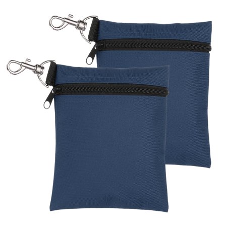 Uxcell 2 Pcs Golf Tee Pouch 5.5" x 6.7" Professional Zipper Golf Tee Bag with Metal Lobster Claw Clip Navy Blue