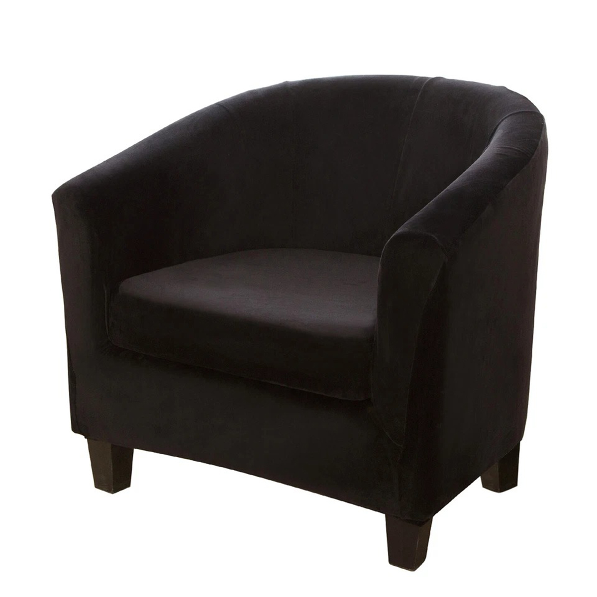 Eurhowing Stretchable Tub Chair Slipcover, 2-Piece Velvet Soft Armchair Cover with Cushion Cover, Elastic Fit Club Chair Sofa Couch Slipcover, 2-Pack, Black
