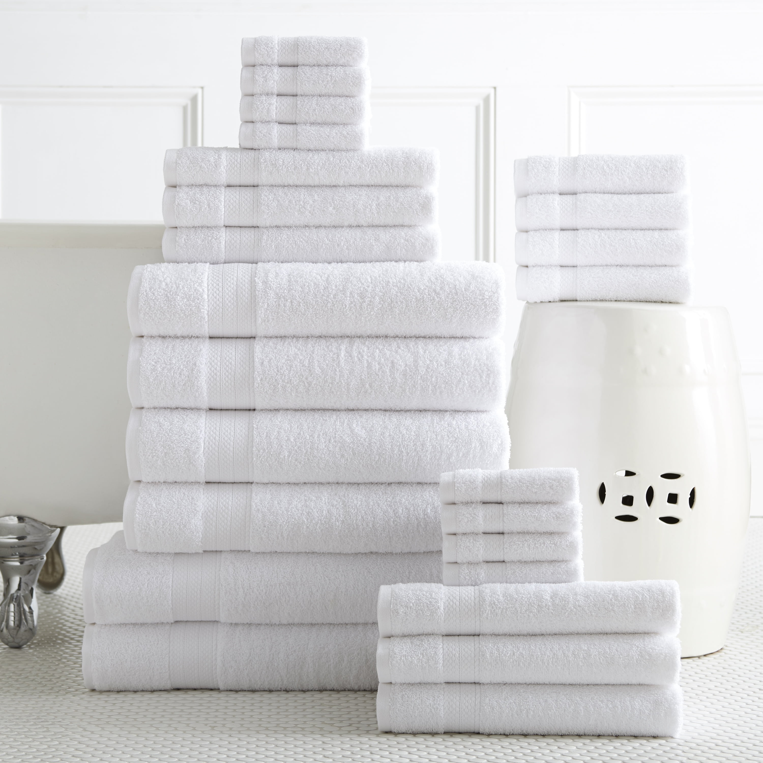 ARL HOME 8 Piece Bath Towel Set White 2 Oversized Large Bath Towels 2 Hand  Towels and 4 Washcloths Ultra Soft Fluffy Towel Set