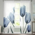thumbnail image 2 of Blue Tulip Flower Sheer Curtains 72 Inches Long 2 Panels Set, Window Sheer Curtains for Living Room/Bedroom, Vintage Spring Plant Floral Botanical Light Filtering Rod Pocket Curtain 52'' x 72'' x 2, 2 of 7
