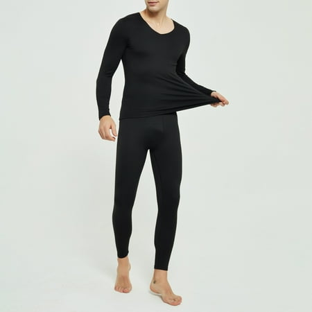 

Beechoice 2Pcs/Set Merino Wool Baselayer Mens Set - Lightweight Midweight Merino Wool Thermal Underwear For Men Top and Bottom
