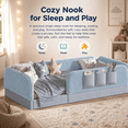 thumbnail image 6 of Miniyam Twin Size Montessori Floor Bed for Kids, Upholstered Teddy Fleece Low Profile Bed Frame, Blue, 6 of 8