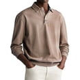 thumbnail image 2 of BiZtdJrK Prime Sales Polos Shirts for Men Long Sleeve Tennis Golf T-Shirts Casual Button V Neck Pullover Blouse Loose Fit Athletic Tops Khaki M, 2 of 7
