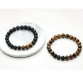 thumbnail image 3 of K-KED 2PCS Natural Stone Tiger Eye Matte Onyx Prayer Beads Men Women Elastic Bracelets, 3 of 9