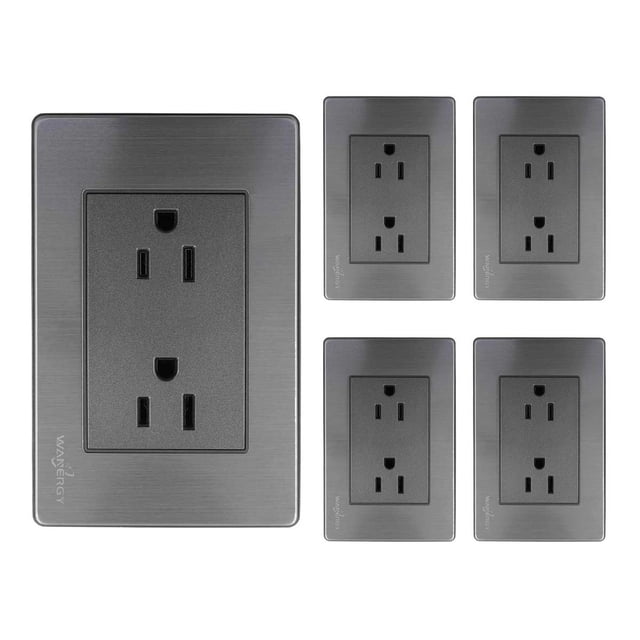 5 PZS Placa Acero Inox Contacto Duplex 1.5 Modulos Wanergy