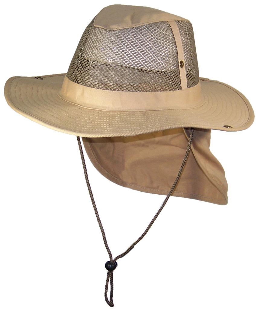 Tropic Hats Summer Wide Brim Mesh Safari/Outback W/Neck Flap & Snap Up ...