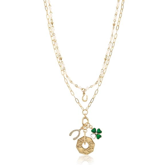 Time and Tru Lucky Double Layer Necklace Goldtone