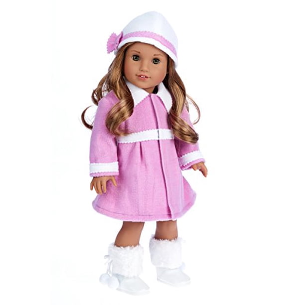 DreamWorld Collections - Lavanda - Traje de 3 piezas - Abrigo, sombrero y botas Ropa para muñeca American Girl de 18 pulgadasA (muñeca no incluida) DreamWorld Collections 0610256794945