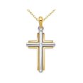 thumbnail image 1 of 14K Yellow and White Gold Cross Pendant Necklace with Chain, 1 of 4