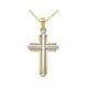 Collier pendentif croix en or jaune et blanc 14 carats avec chaîne – image 1 sur 4