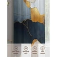 thumbnail image 6 of Abstract Impressionist Style Sheer Curtains for Living Room Bedroom, Light-filtering Sheer Curtain, Navy Blue Gold Color Block LigRod Pocket Voile Window Treatment Drapes, 52’’Wx54’’L, 2 Panels Set, 6 of 7