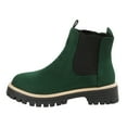 thumbnail image 5 of Rokment Womens Platform Chunky Chelsea Boots Fall Winter Fashion Suede Round Toe Non Slip Slip-On Short Ankle Booties Green Size 9, 5 of 6
