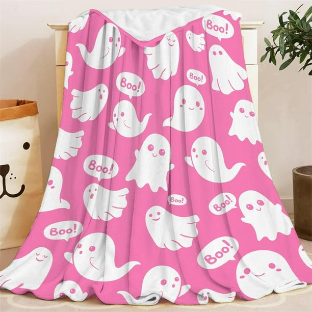 Halloween Pink Ghost Blanket 2023 New Ghost Blanket Reversible Flannel For Girls Women Kids Super Soft Pink Blankets Cute Ghost Halloween Throw Blanket For All Seasons Walmart