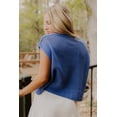 thumbnail image 3 of Sky Blue Flag Graphic Short Sleeve Sweater – Casual Summer Top for Women, Perfect for Daily Wear, XL, 3 of 13