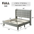 thumbnail image 3 of Feonase Full Size Bed Frame with Charging Station，Upholstered Platform Bed Frame with Wingback Storage Headboard, No Box Spring Needed,Light Grey, 3 of 8