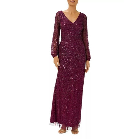 Adrianna Papell Beaded Mesh Mermaid Gown