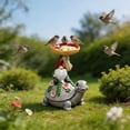 thumbnail image 5 of YAMB Resin Gnome Turtle Bird Feeder, Weatherproof Handcrafted Garden Statue with Feeding Tray, Easy Filling Bird Food Container Ornament for Outdoor Patio Garden Backyard Bird Watching, 5 of 9