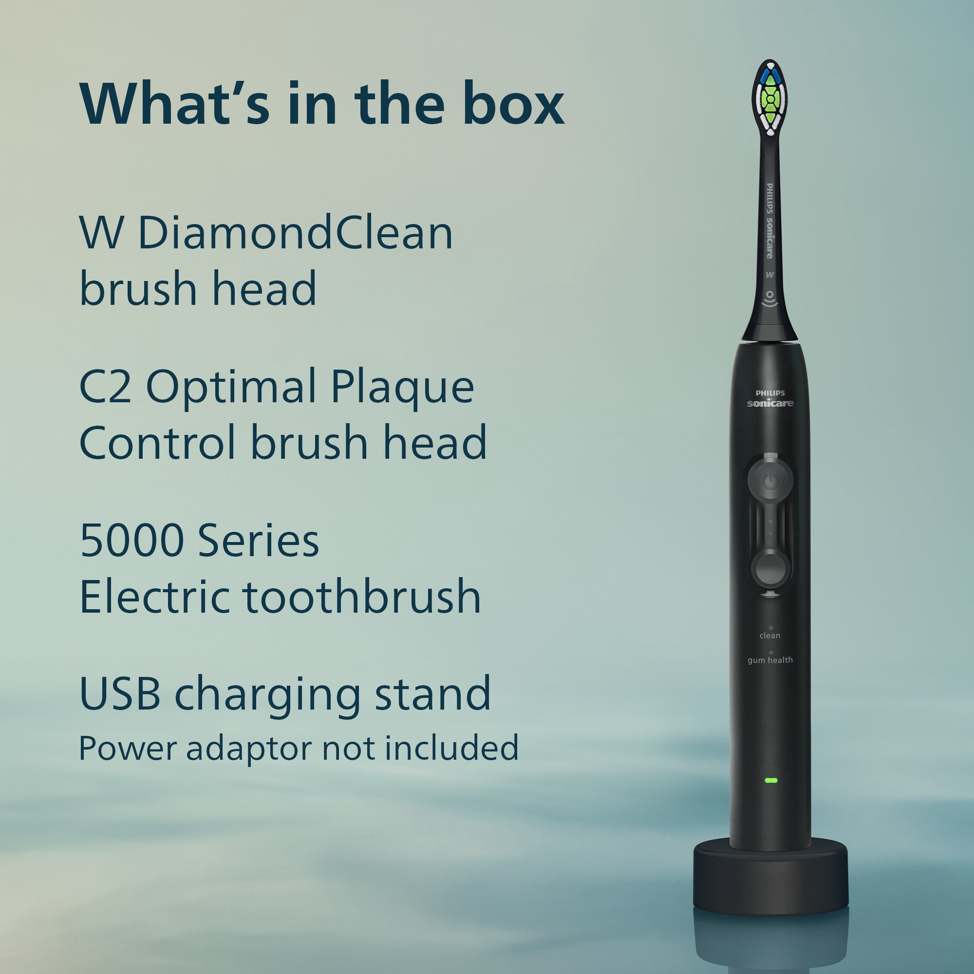 Philips Sonicare 5000 Series Electric Toothbrush - Sonic Toothbrush with Pressure Sensor, 4 Brushing Settings, Easystart Feature, Smartimer & Quadpacer, 14-Day Runtime, Black, Model HX4042/82